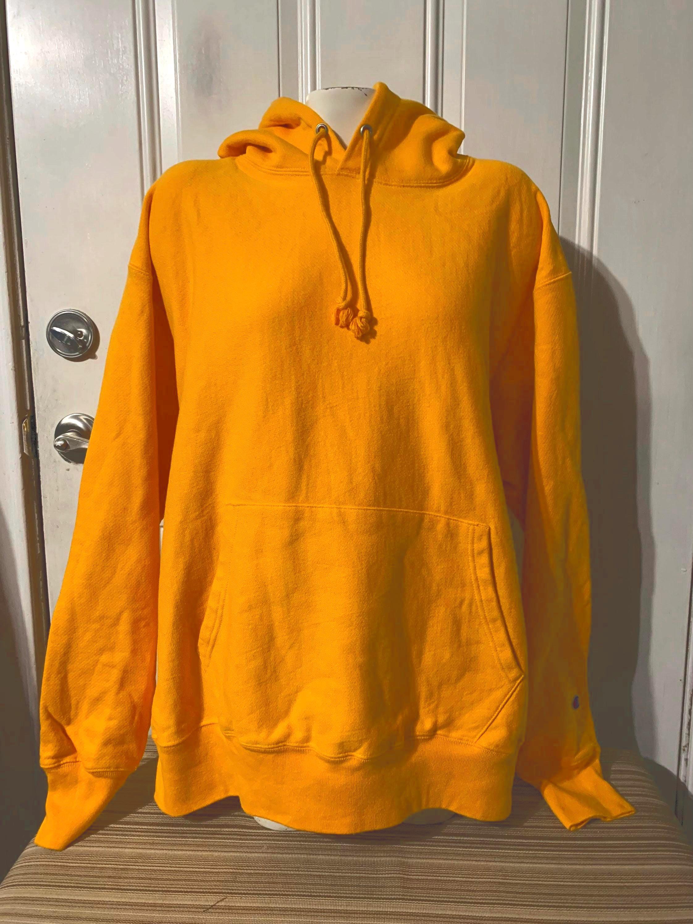 VTG 90s Champion Reverse Weave Hoodie Men's Sz L Yellow