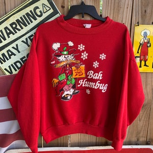 Vintage 80s Scrooge Bah Humbug McDuck Ugly Christmas Sweatshirt  Size  L