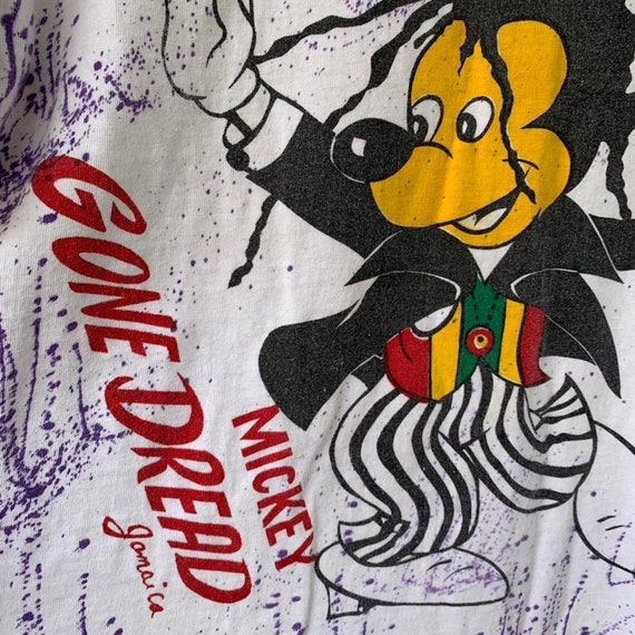 Vintage 90s Mickey Mouse Gone Dread Jamaica All Over Print T-shirt 