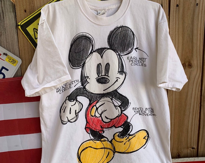 Vintage 90s Drawing Mickey Mouse Double Sided T-shirt Size XL - Etsy