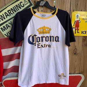Vintage Y2K Corona Extra Mexican Beer T-shirt Raglan Sleeves Size L