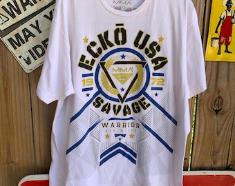 Vintage Y2K White Ecko Unltd. MMA Savage Warrior T-Shirt Size XL