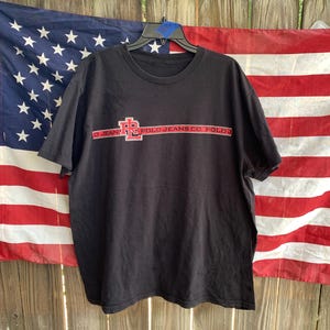 Vintage Y2K Polo Jeans Ralph Lauren Black Tshirt Size XL
