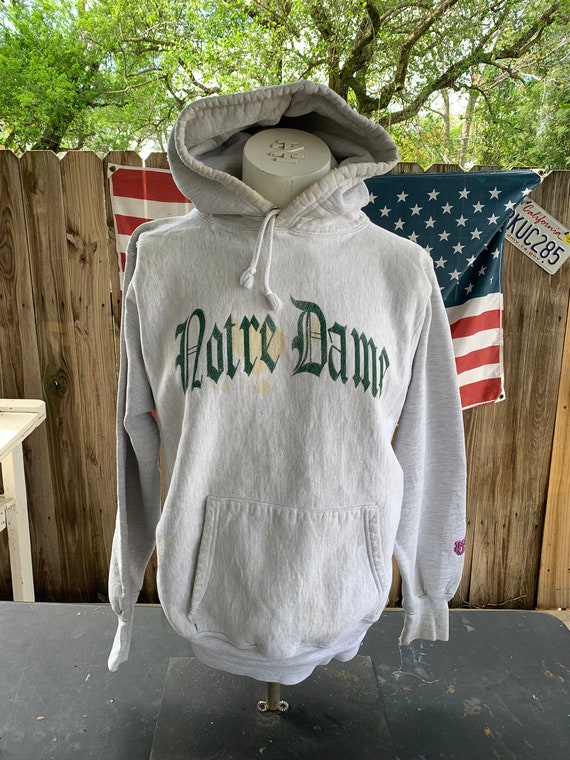 Vintage 90s Notre Dame Heavyweight Hoodie Size L … - image 1