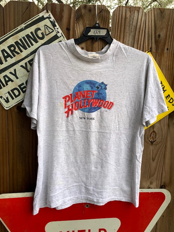 Vintage 90s Single Stitch Planet Hollywood New York Tshirt Size L 