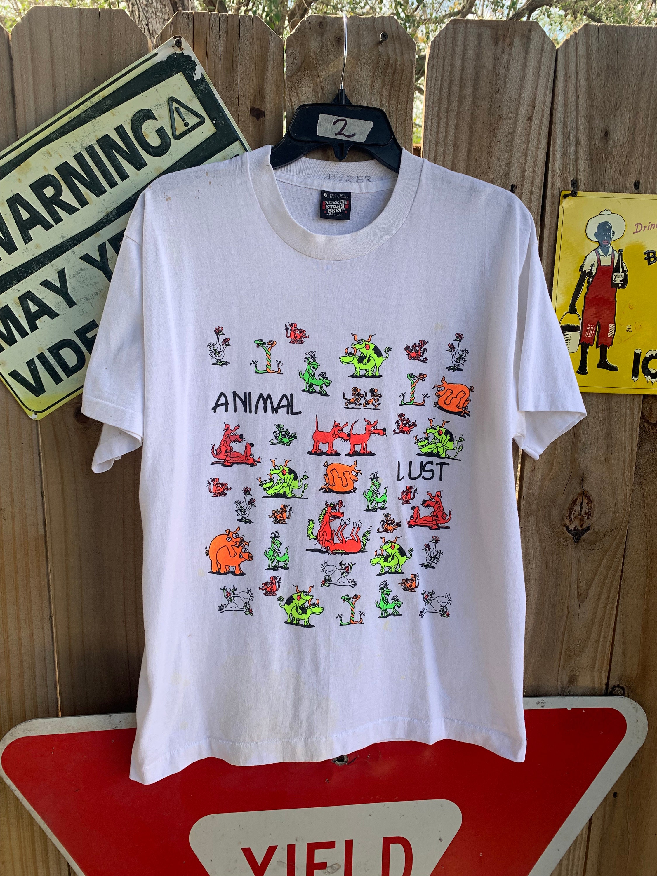 Vintage 80s-90s Animal Lust Kamasutra Animal T-shirt Double Sided 