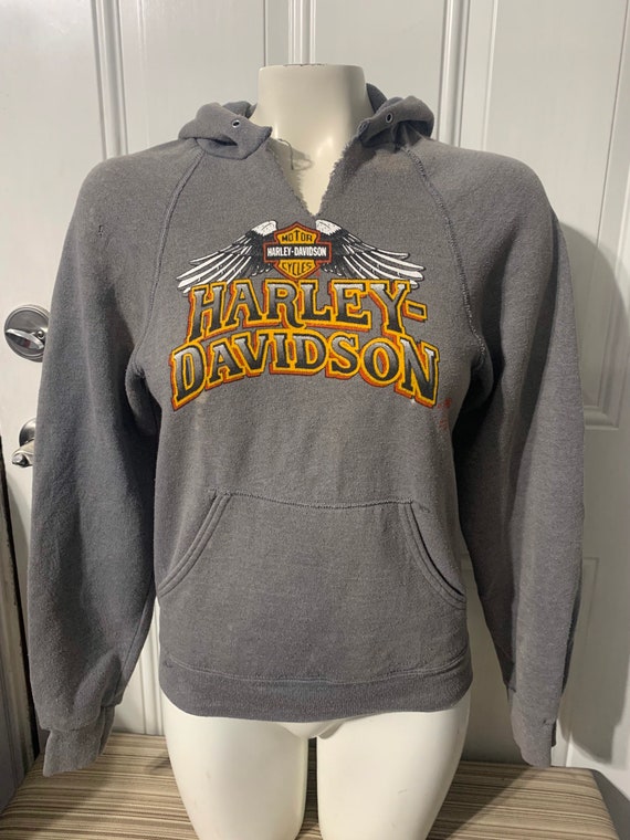 Vintage 80s 3D Emblem Harley Davidson Hoodie Size… - image 1