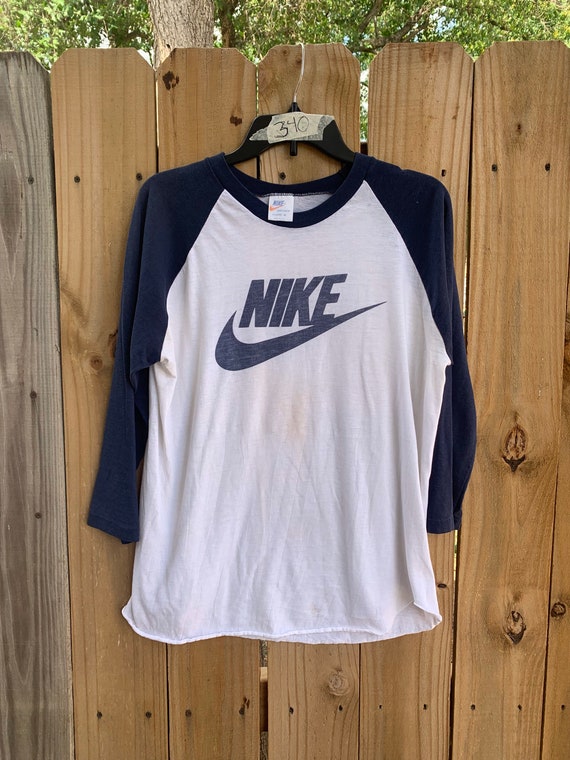 Vintage 70s Nike Sportswear Raglan Sleeves Big Logo Long Sleeves Shirt Size  XL 