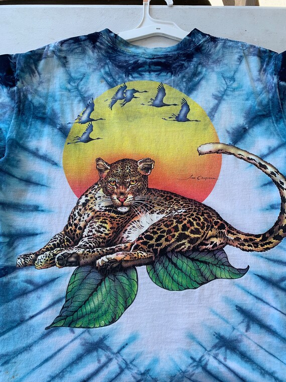 Vintage 90s Lisa Chapman Art Tigers Tie dye All o… - image 5