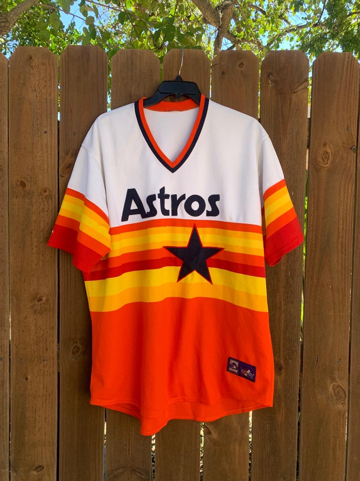 Vintage 90s Houston Astros Rainbow Embroidered Jersey Size 3XL