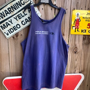 Vintage Y2K Polo Sport Ralph Lauren Dead stock Bleached Tank top Size L