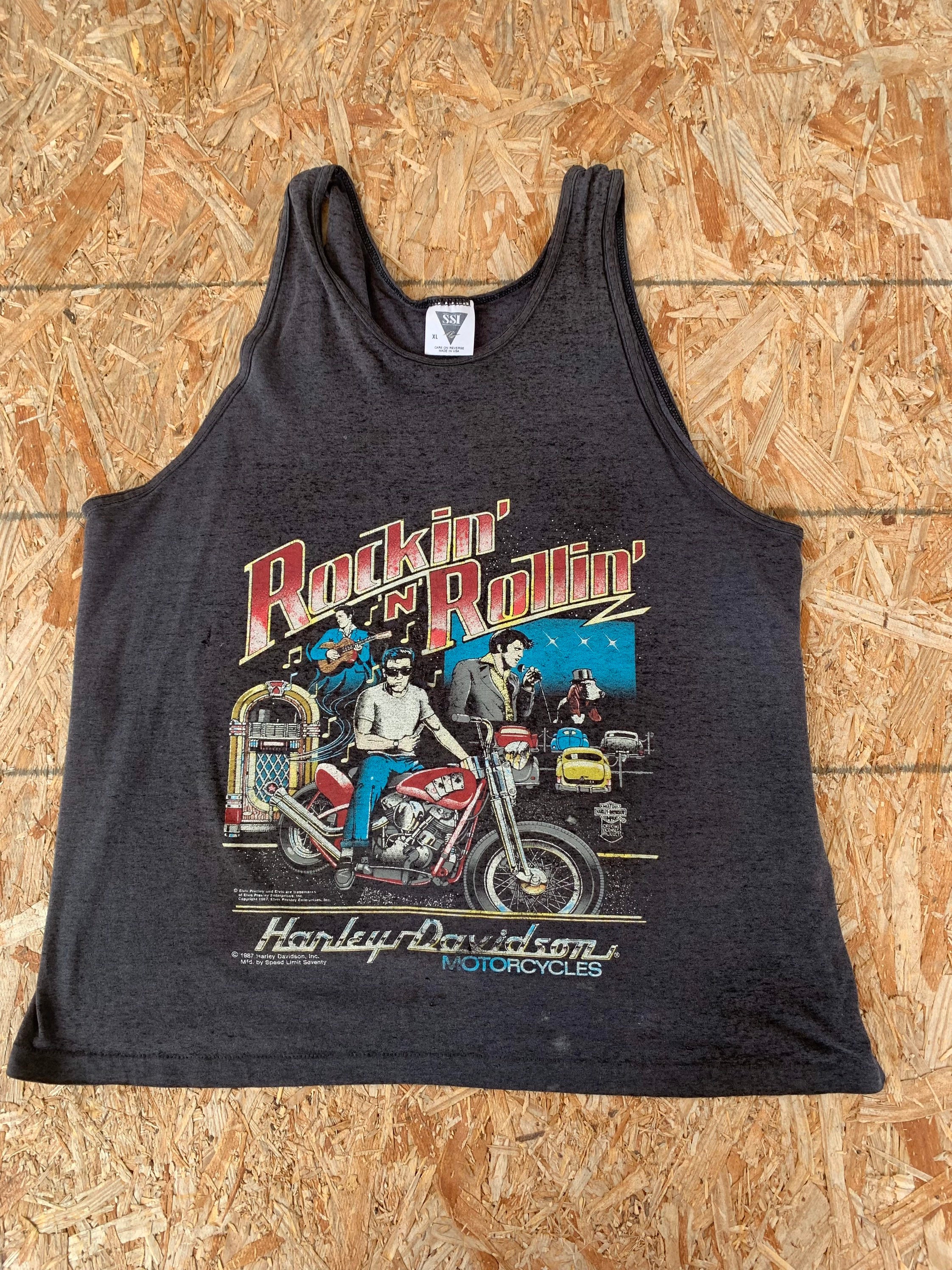 80's HARLEY-DAVIDSON タンクトップ USA製　ヴィンテージ ヴィンテージ 1987年製 ハーレーダビッドソン エルビス・プレスリー