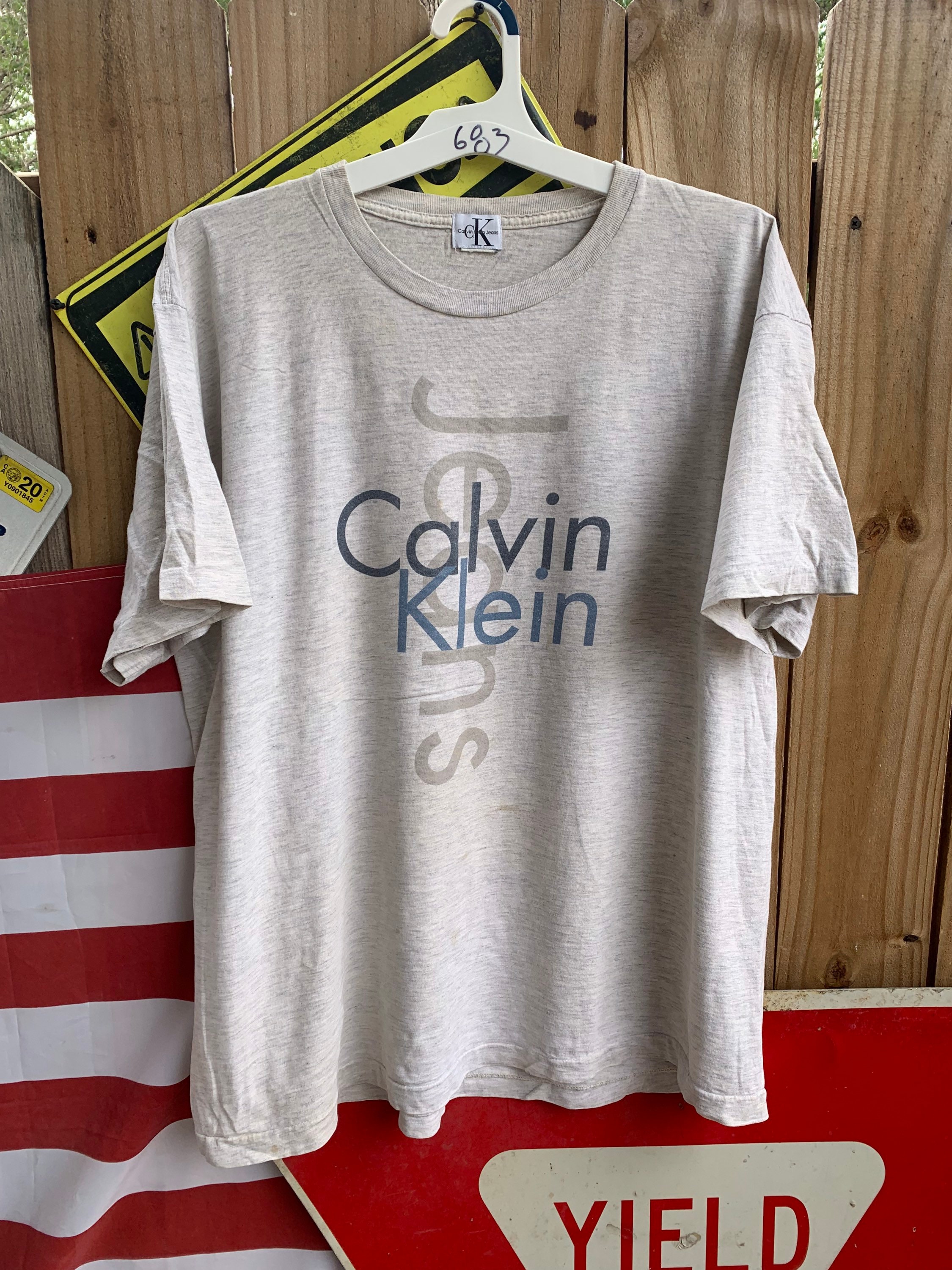 Vintage 90s Calvin Klein Spell Out T shirt Size XL Etsy