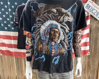 【アメリカンサンダー】2XL Tシャツ イーグル フェード ヴィンテージ OVP ビッグサイズ 90年代 USA THUNDER サンダー ウィザード イーグル