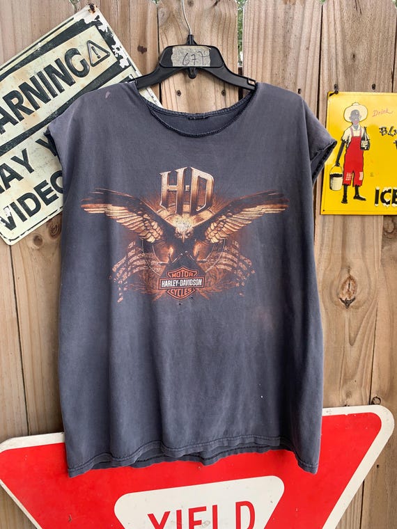 Harley-Davidson ダメージ加工 タンクトップ PAION&DRUG ダメージ加工