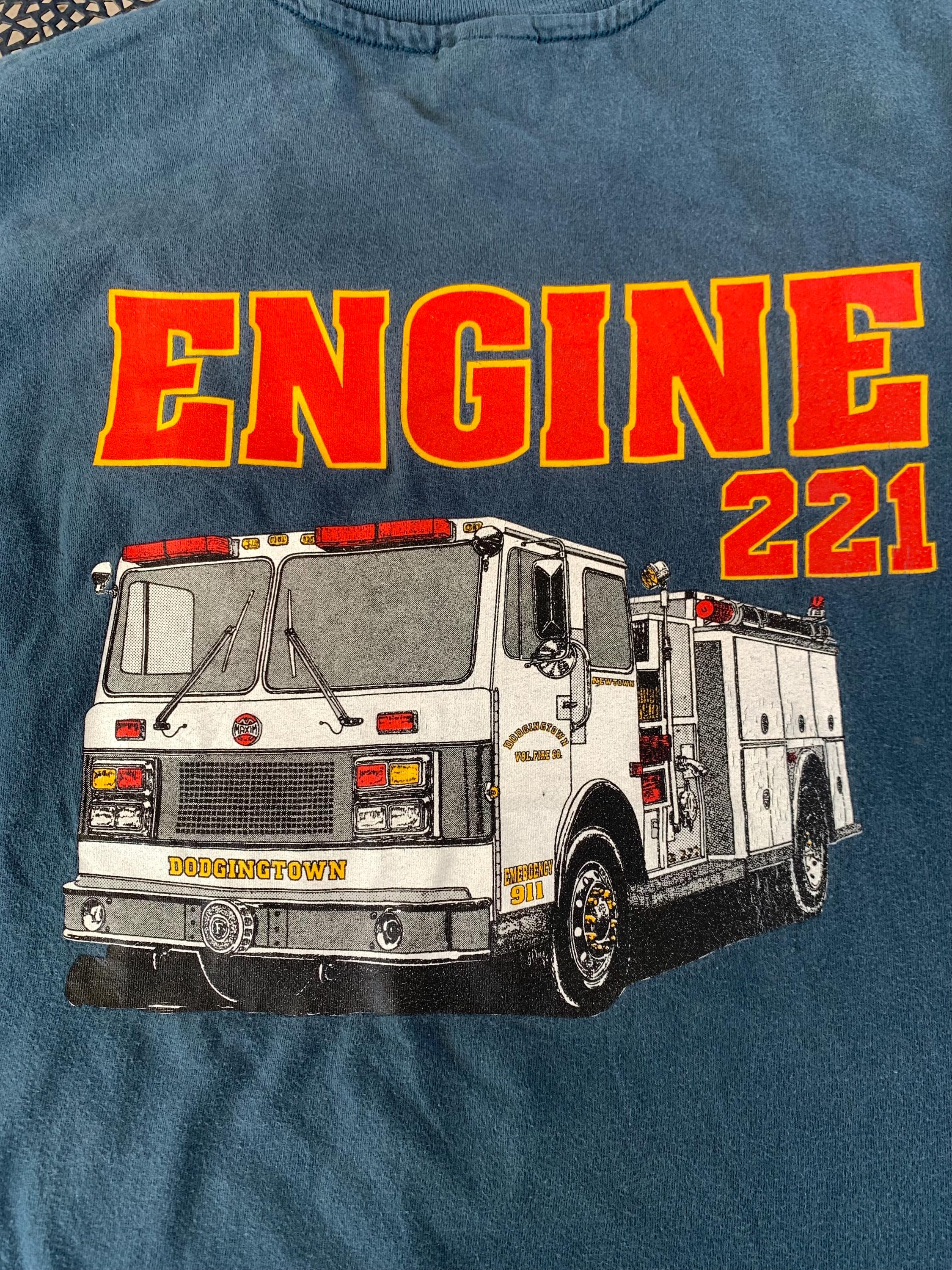 Vintage 90s Navy Blue Firefighter Dodgintown With Orange Accents 