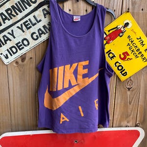 80s Nike Air purple tank top spell out double sided big print Size M
