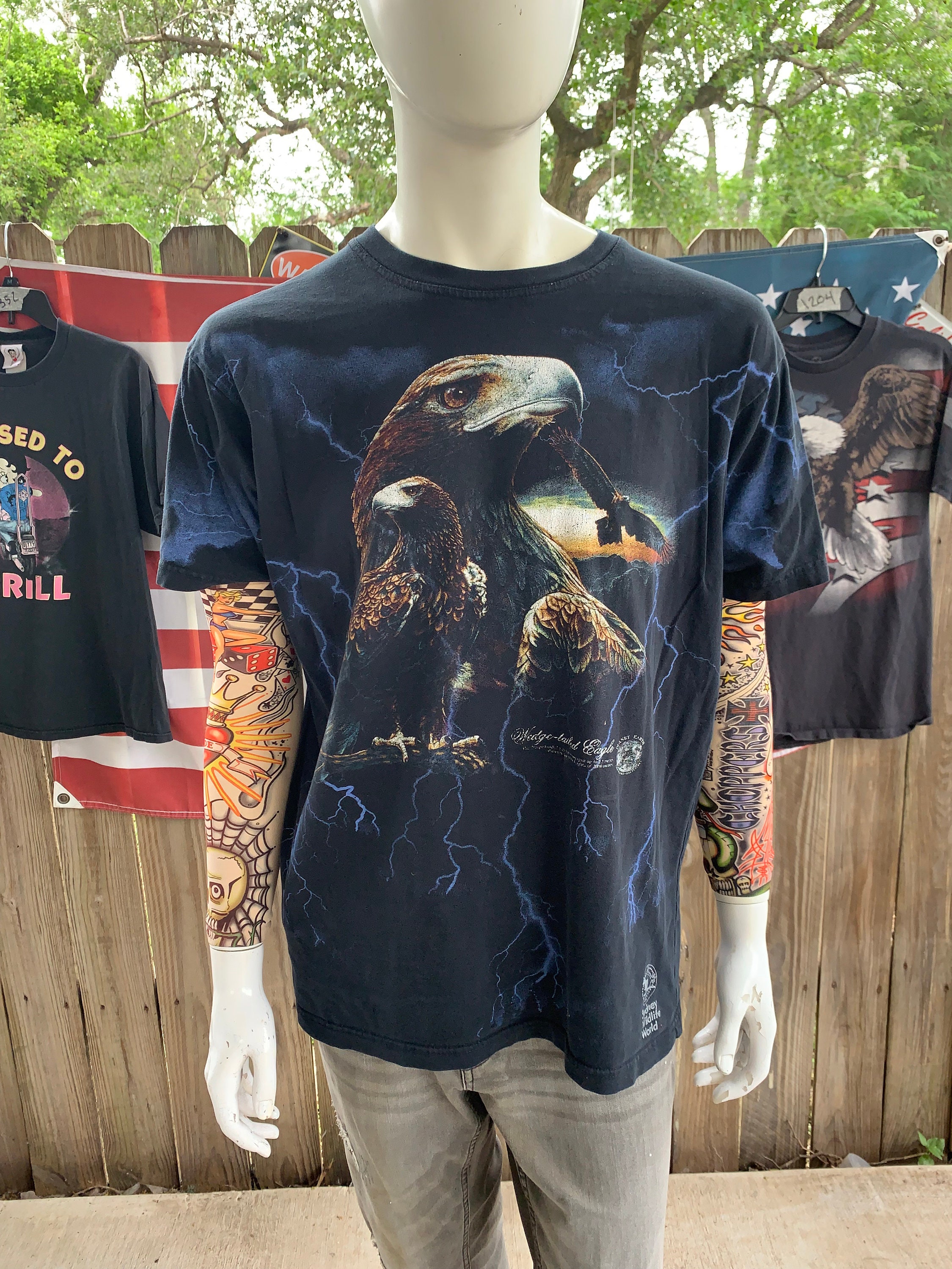 Vintage 90s Lightning Wedged-tailed Eagle All Over Print T Vintage 90s Lightning Wedged-tailed Eagle All Over Print T