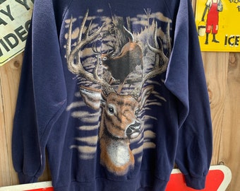 Vintage 80s Deers raglan sleeves Santa Fe Sweatshirt Size L