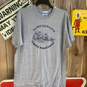Vintage 70s-80s Fun  With Cub Scouting Capitol Area Council Dead Stock  Tshirt XL runs smaller