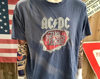 Vintage 90s Ac/dc the Razors Edge Tour Distressed T-shirt Size XL