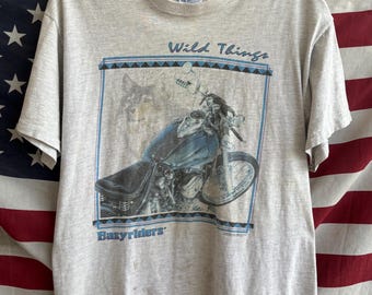 Vtg 1996 Easyriders Motorcycle Rodeo 10th Anniversary T-Shirt - Size L Hanes Beefy-T Made in USA Single Stitch Double Sided Biker Wolf Tee