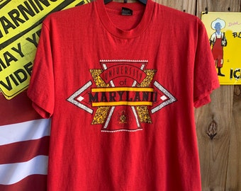 Vintage 1980s Champion University of Maryland T-shirt, Blue Short 
