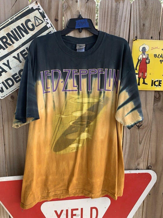 Vintage Y2K Liquid Blue Led Zeppelin Crop Circles Tie Dye T-shirt