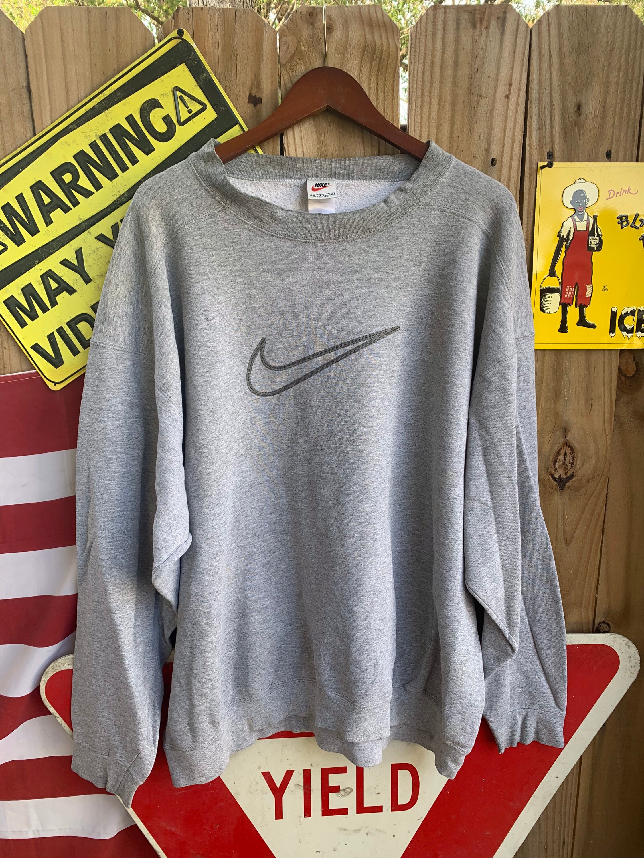 Vintage 90s Nike Center Swoosh Embroidered Sweatshirt Size XXL - Etsy