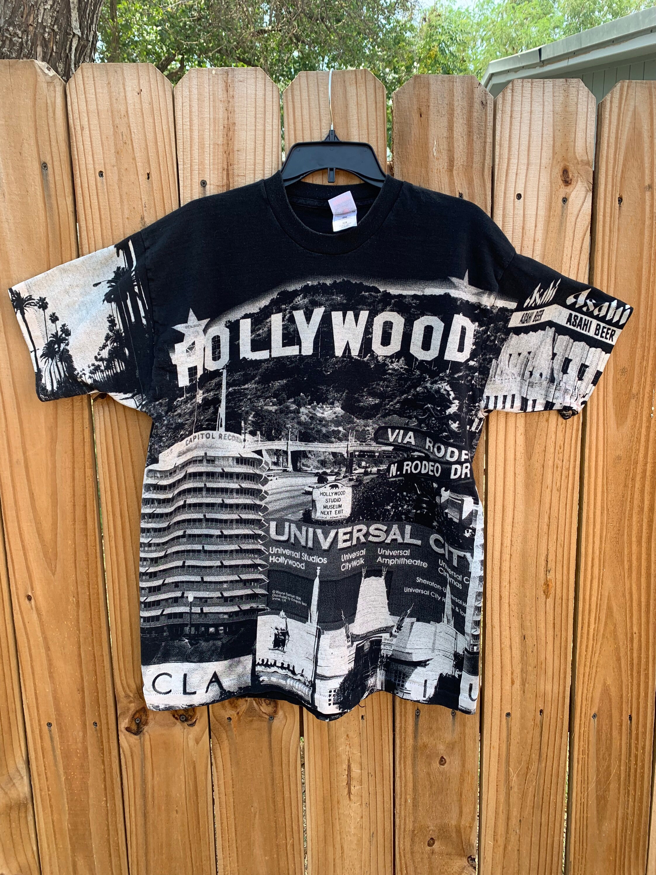 Vintage 1996 Hollywood California All Over Print T-shirt Vintage 1996 Hollywood California All Over Print T-shirt