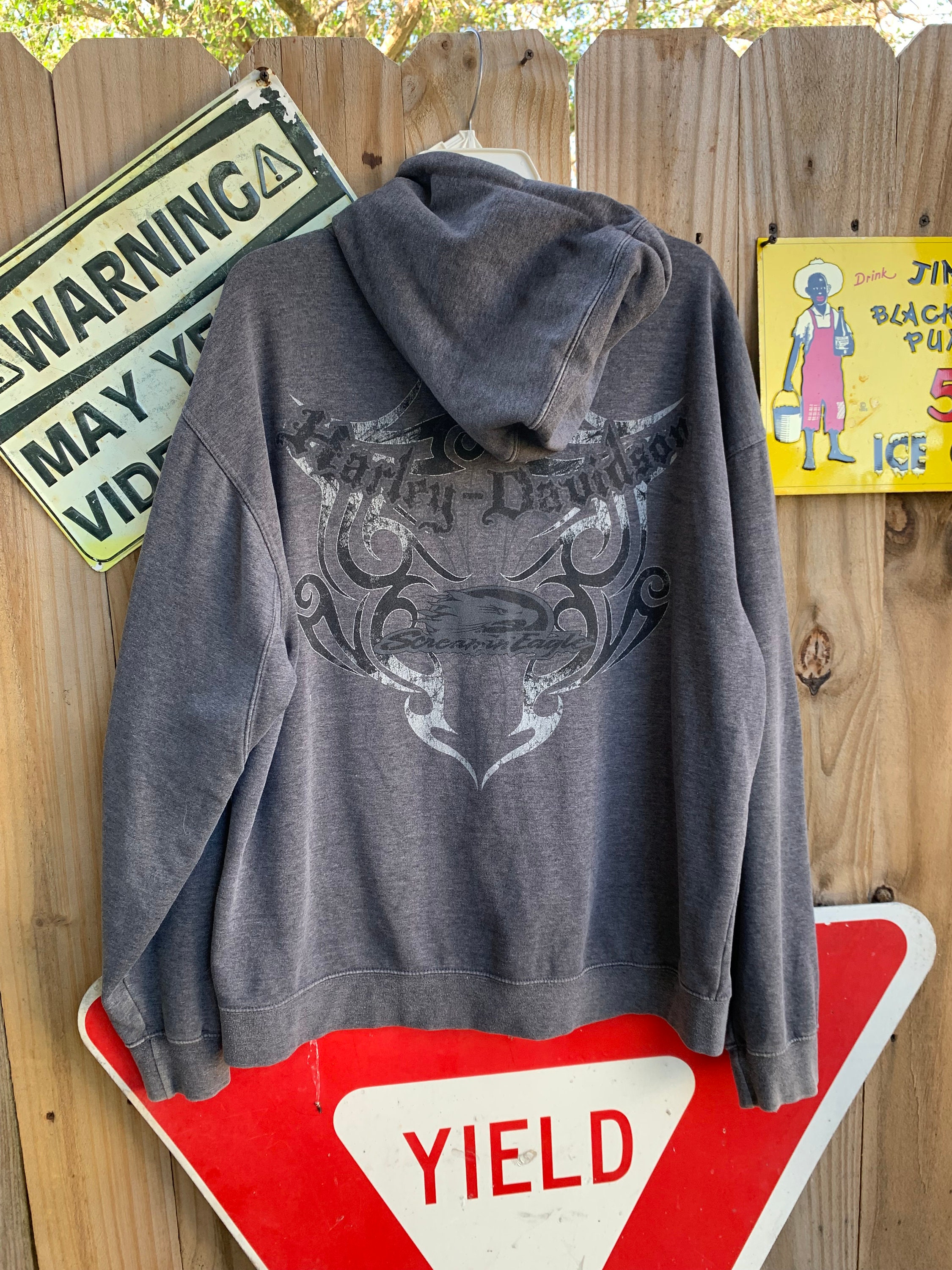 Uo rare breed shop washed grey hoodie