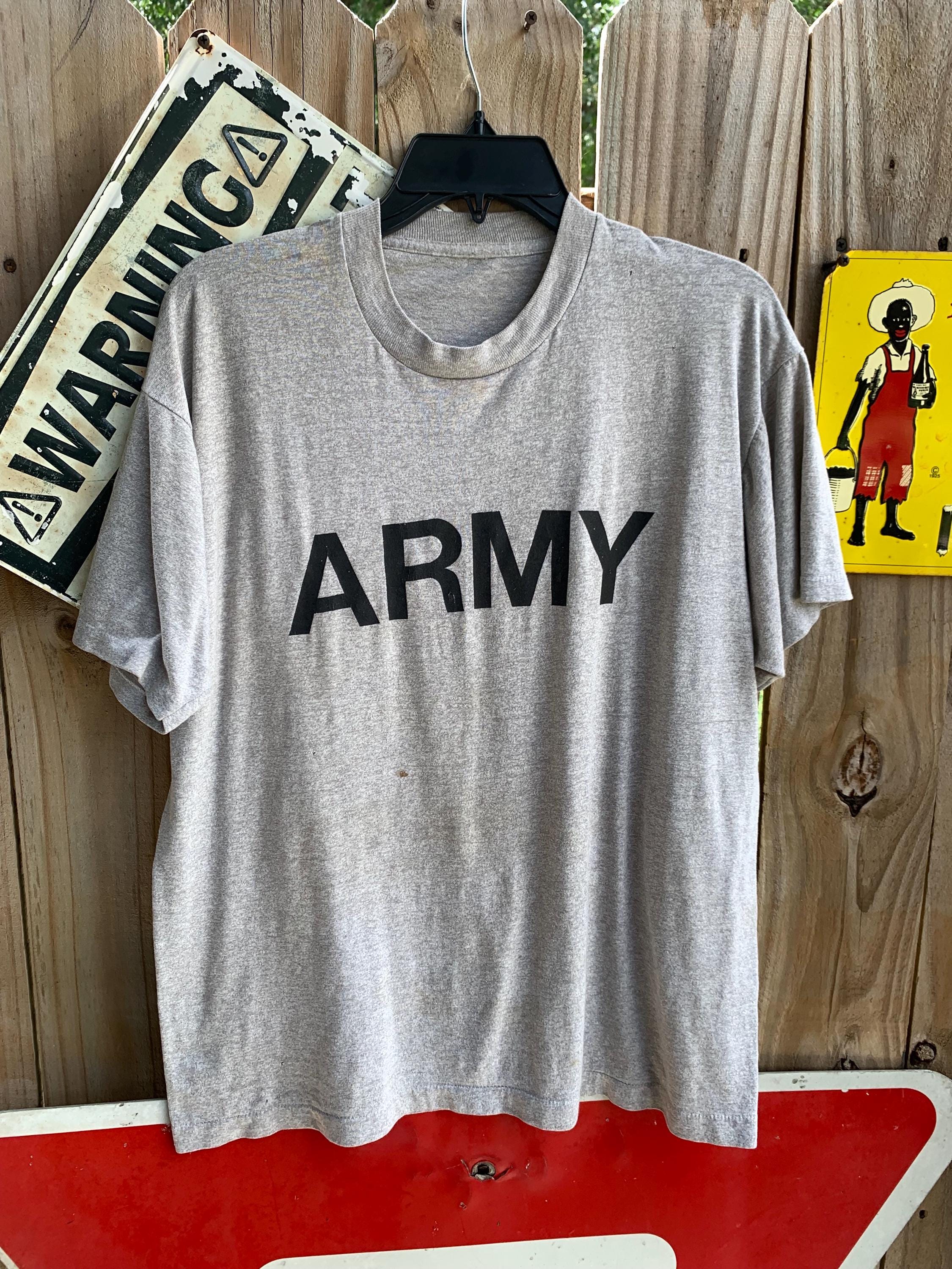 Grey Vintage 90s Army Cotton T-shirt Army Size L - Etsy