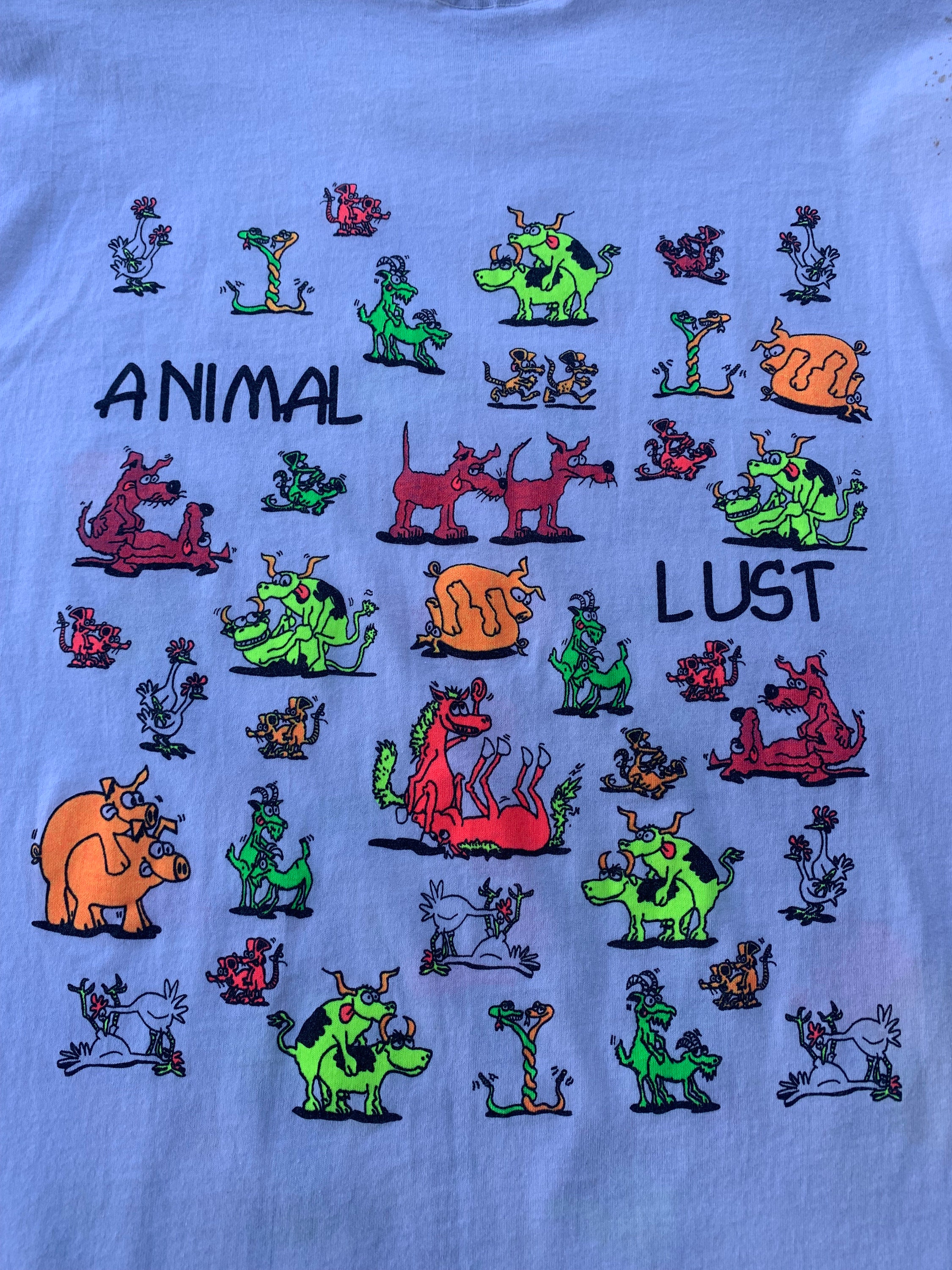 Vintage 80s-90s Animal Lust Kamasutra Animal T-shirt Double Sided 