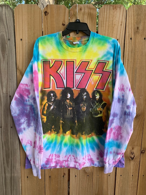 Vintage 90s Kiss World Tour 1996-1997 tie dye long