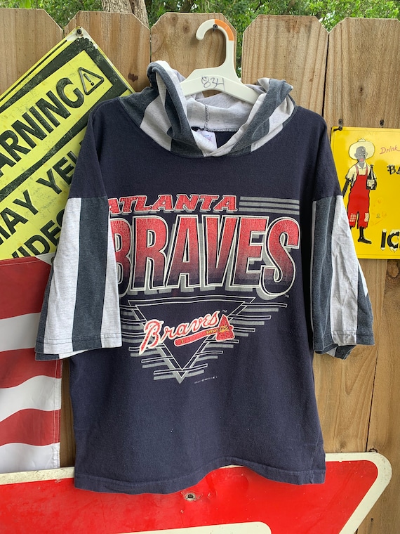 Vintage 1991 Atlanta Braves Hooded T-Shirt Size M by Logo7