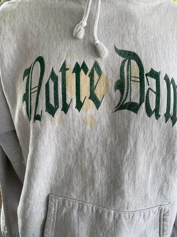 Vintage 90s Notre Dame Heavyweight Hoodie Size L … - image 2
