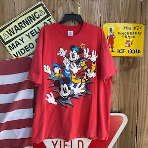 Vintage 90s Mickey Mouse and Friends Big print Double Sided T-shirt Size XXXL Mickey CO.