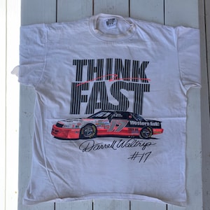 Vintage 1993 Morris design Nascar  Darrel Waltrip Think Fast T-shirt Size XL