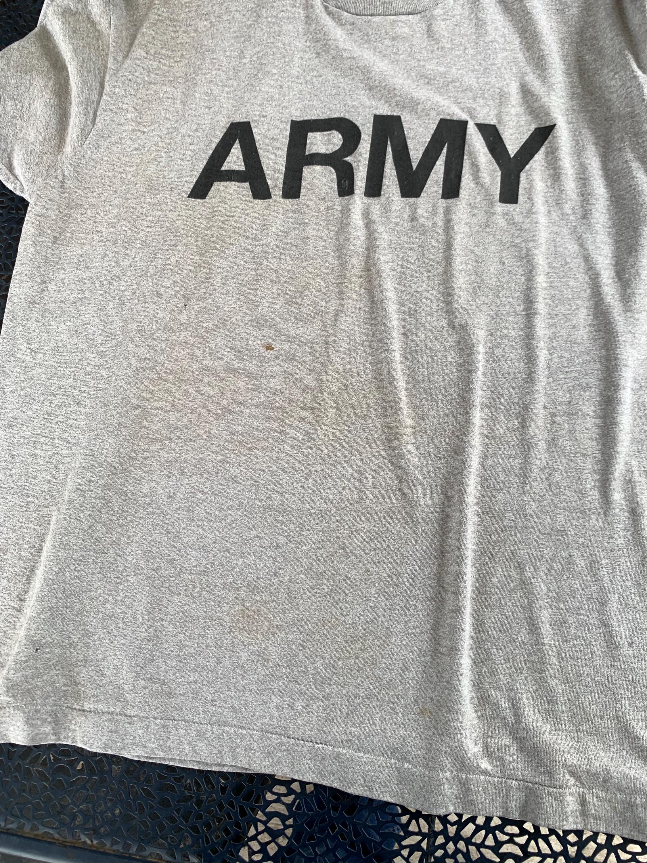Grey Vintage 90s Army Cotton T-shirt Army Size L - Etsy