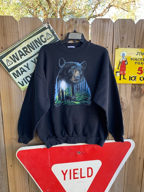 Vintage 90s Bear in the Night Sweatshirt Bu Polar 