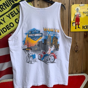 Vintage 90s Harley Davidson Tank top Size L 16th annual Ride for MDA Kansas City
