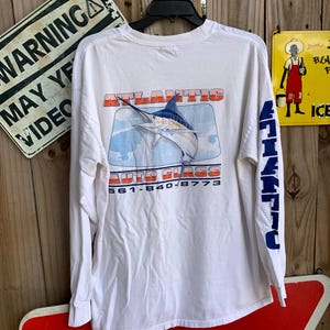 Vintage 90s Atlantic Auto Glass Fishing long sleeves Shirt Size XL