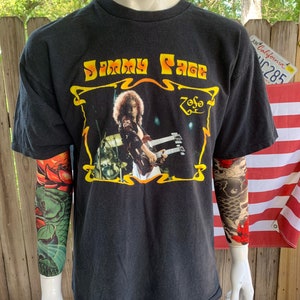【希少】90s LED ZEPPELIN JIMMY PAGE Tシャツ L 古着 90s LED ZEPPELIN Jimmy Page Robert Plant 「World Tour