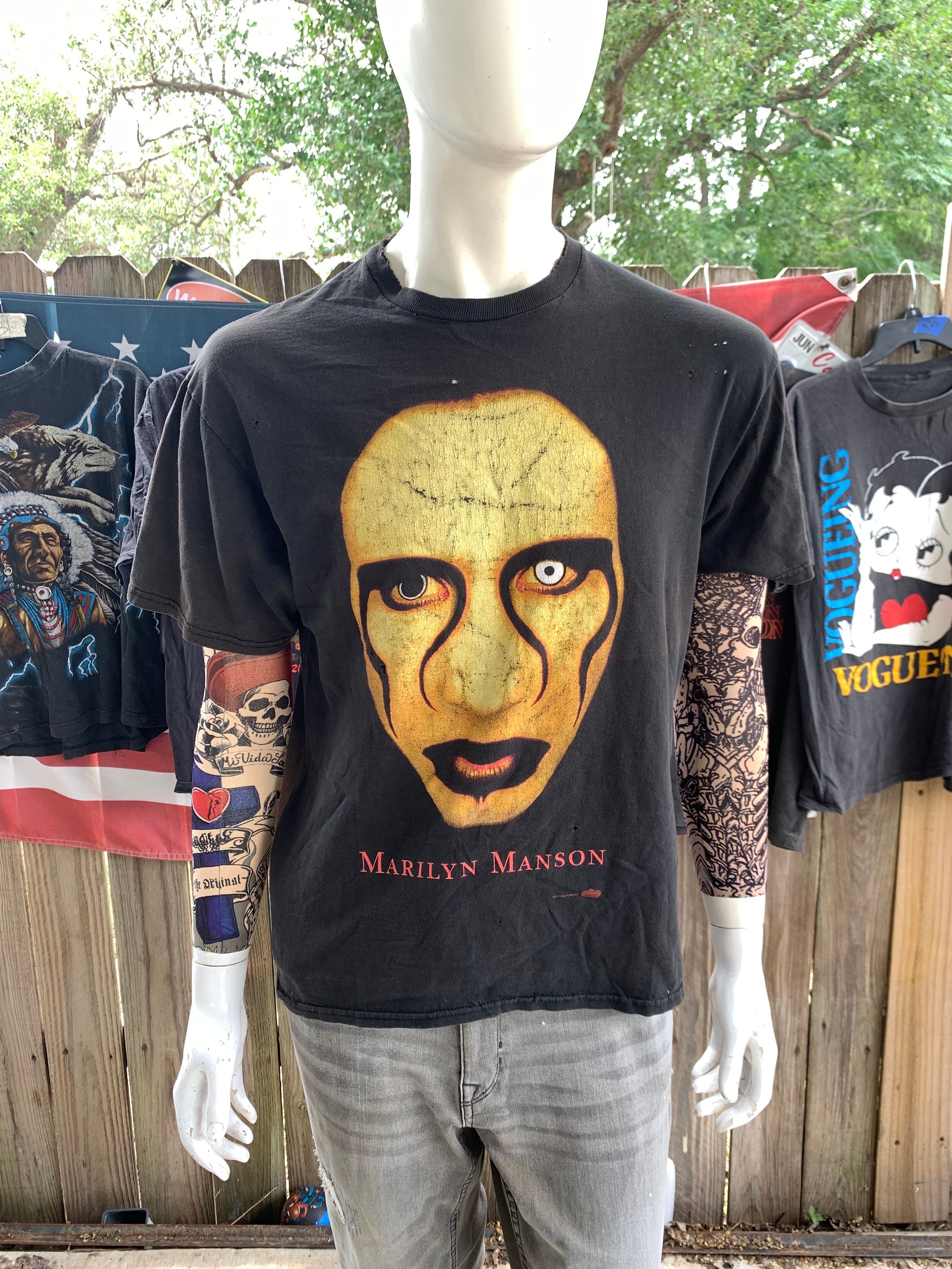 Vintage 1997 Marilyn Manson Distressed Sex is Dead Graphic T-shirt 