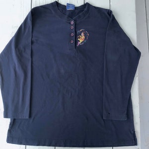 Vintage 90s Winnie the Pooh Tigger and Piglet Long Sleeve Embroidered Shirt Size XL
