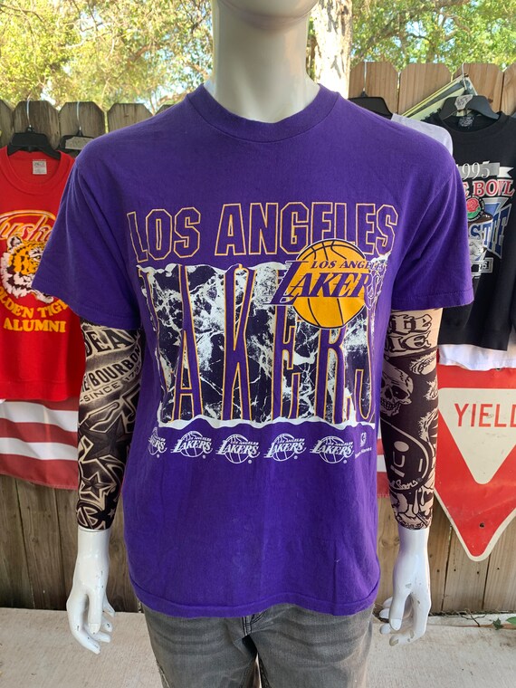 Vtg 80s LA Lakers 85 Champion Mens Purple T-Shirt