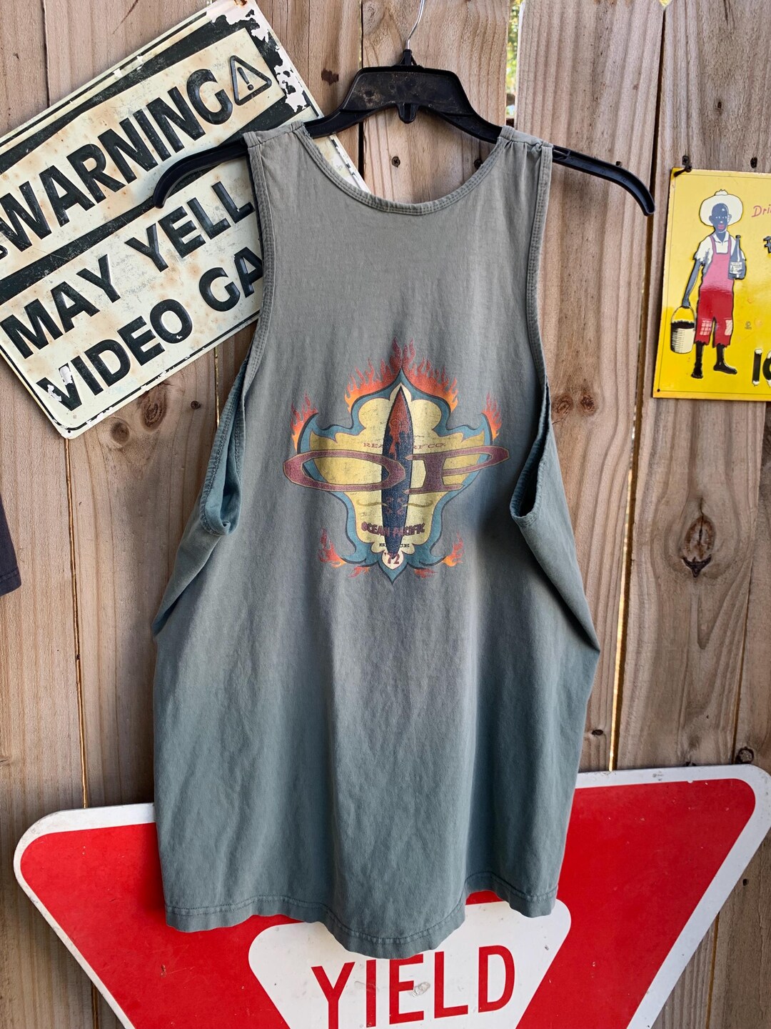 Vintage Ocean Pacific Surfboard Tank Top Size XL Beach Summer