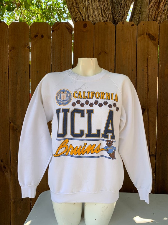 VintageClassicsShirt Vintage 80s UCLA Bruins Sweatshirt California UCLA Crewneck UCLA Bruins Sweater Pullover University UCLA Bruins Print Logo White Medium