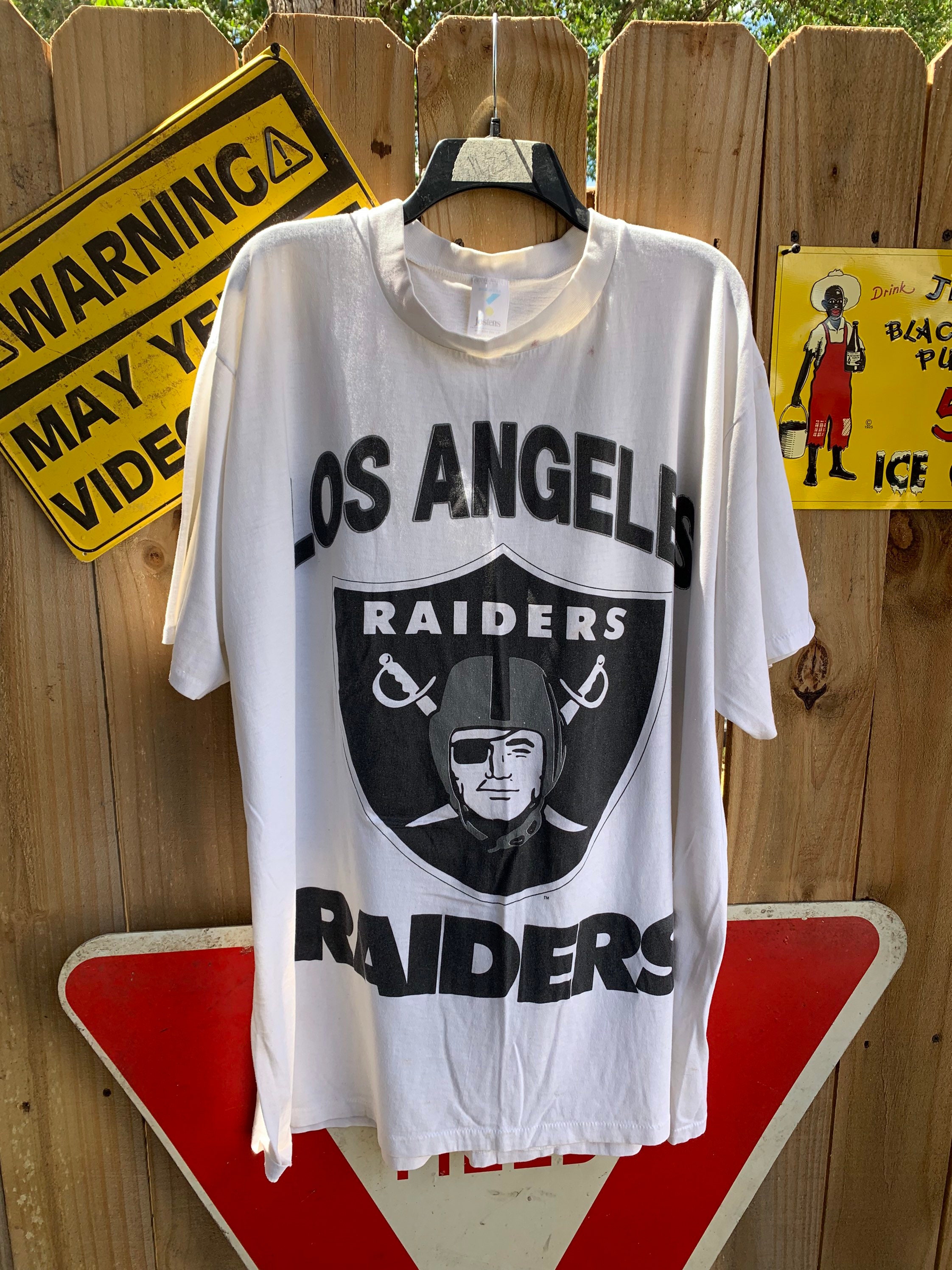 Vintage 1992 Los Angeles Raiders Youth Tee Shirt Black Size