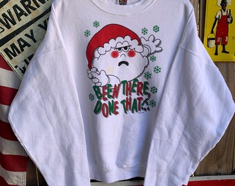 Vintage 90s Fruit of the Loom Christmas Sweatshirt: "Been There Done That" XXL